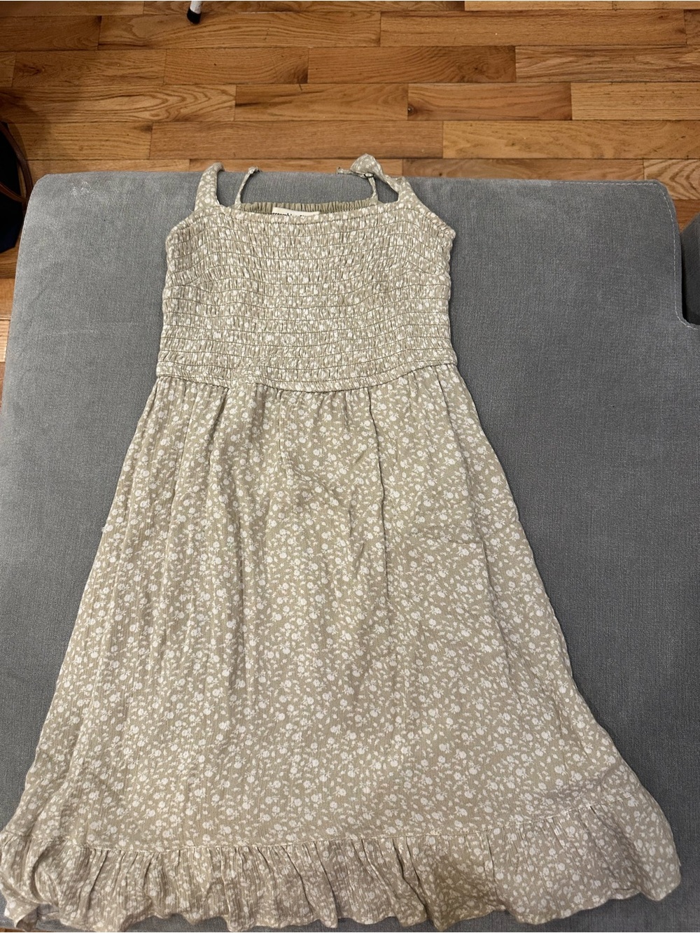 Abercrombie & Fitch light green Floral Smocked Sundress with Ruffle Hem